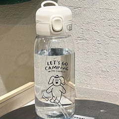 20oz 600ml Transparent Plastic Straw Water Cup with Lifting Ring
