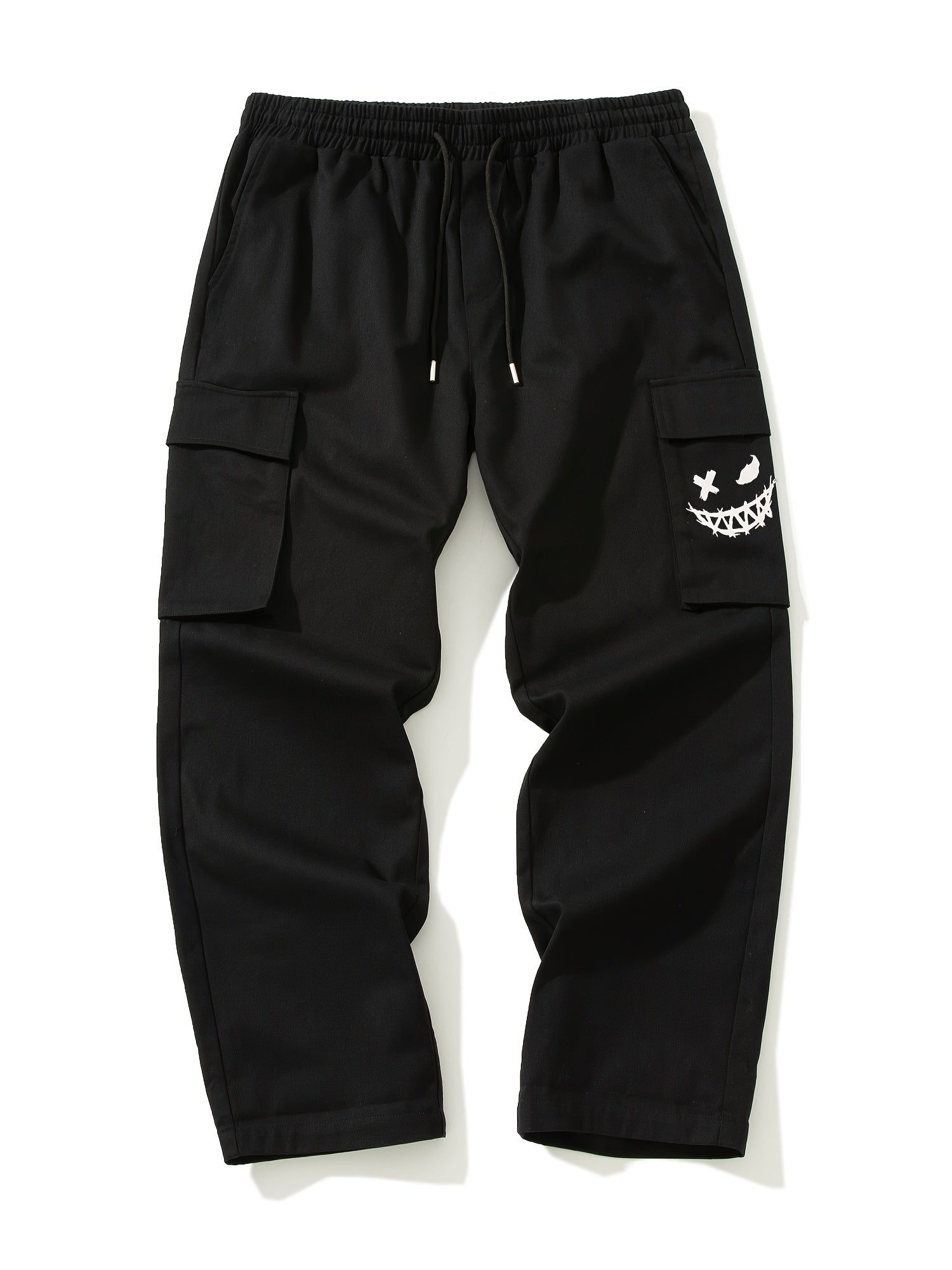 Men s Smiling Face Print Drawstring Cargo Pants