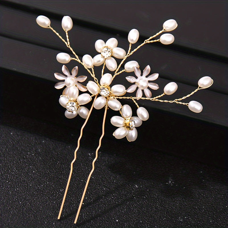 Faux Pearl Flower Hair Pins Wedding Hair Accessories