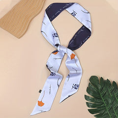 Ginkgo Leaf Balloon Print Neckerchief Casual Skinny Scarf