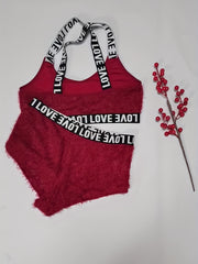 Sporty Plus Size Lingerie Set Eyelash Bra & Panty Two Piece Set