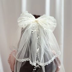 Bridal Butterfly Bow Veil Sheer Polyester Spandex Wedding Photogra