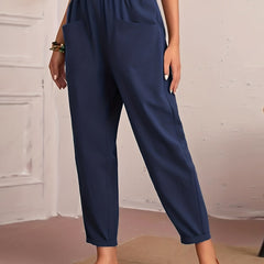 Minimalist Casual Cropped Pants Pocket Pants Women's Clothing