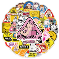 50 Baby On Board Car Doodle Stickers for Strollers