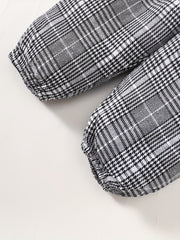 Baby Girls Long Sleeve Romper Top Plaid Trousers Set