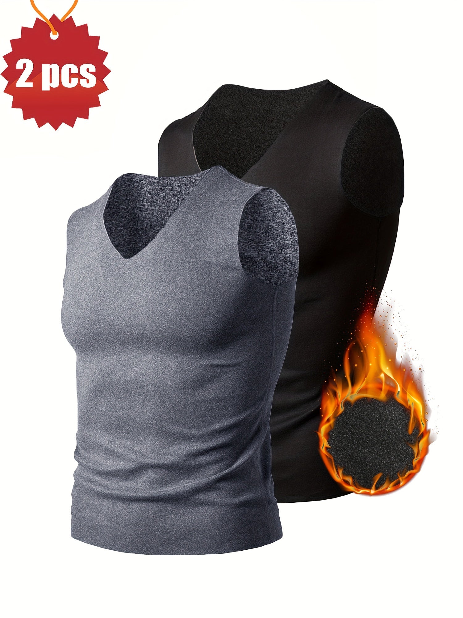 Men's Quick Dry Fleece Tank Top V Neck Sleeveless Shirt