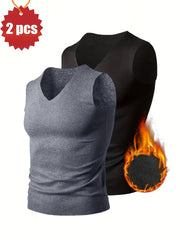 Men's Quick Dry Fleece Tank Top V Neck Sleeveless Shirt