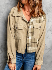 Plaid Print Vintage Jacket Button Front Long Sleeve Outerwear