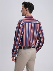 Men's Vertical Striped Casual Shirt Regular Fit Long Sleeves