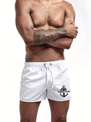 Men's Anchor Print Swim Shorts with Drawstring