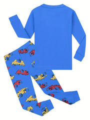 Kid's 2pcs Cotton Pajamas Racing Car Print PJ Set