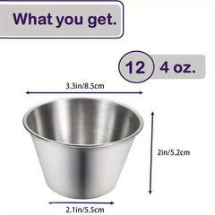 12pcs Stainless Steel Ramekins Saucers Appetizer Plate Cups