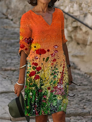 Floral Print Dress Casual Half Sleeve Spring Summer Women's Clothing