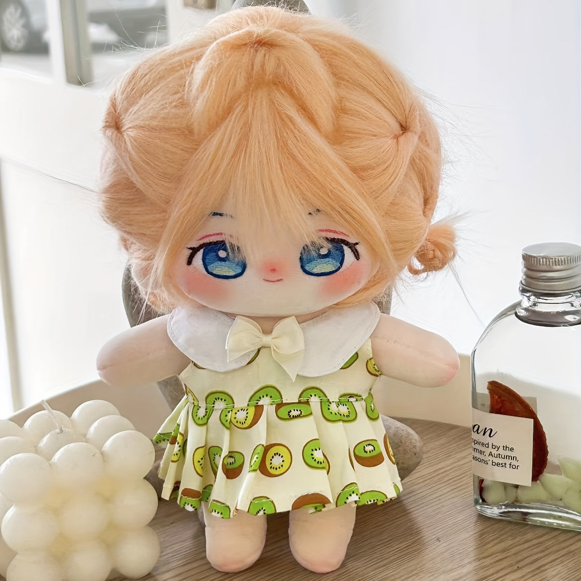 Golden-Haired Plush Doll with Removable Clothes