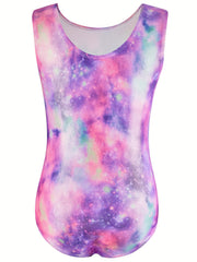 Stretchy Tie Dye Sleeveless Gymnastics Leotard Dance Suit
