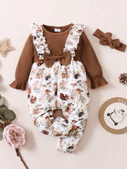 Baby Girls Animal Print Romper with Headband