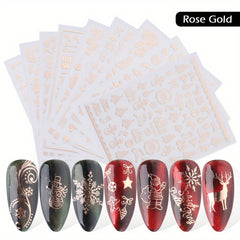 9pcs Christmas Nail Art Stickers Snowflake Elk Christmas Tree Nails