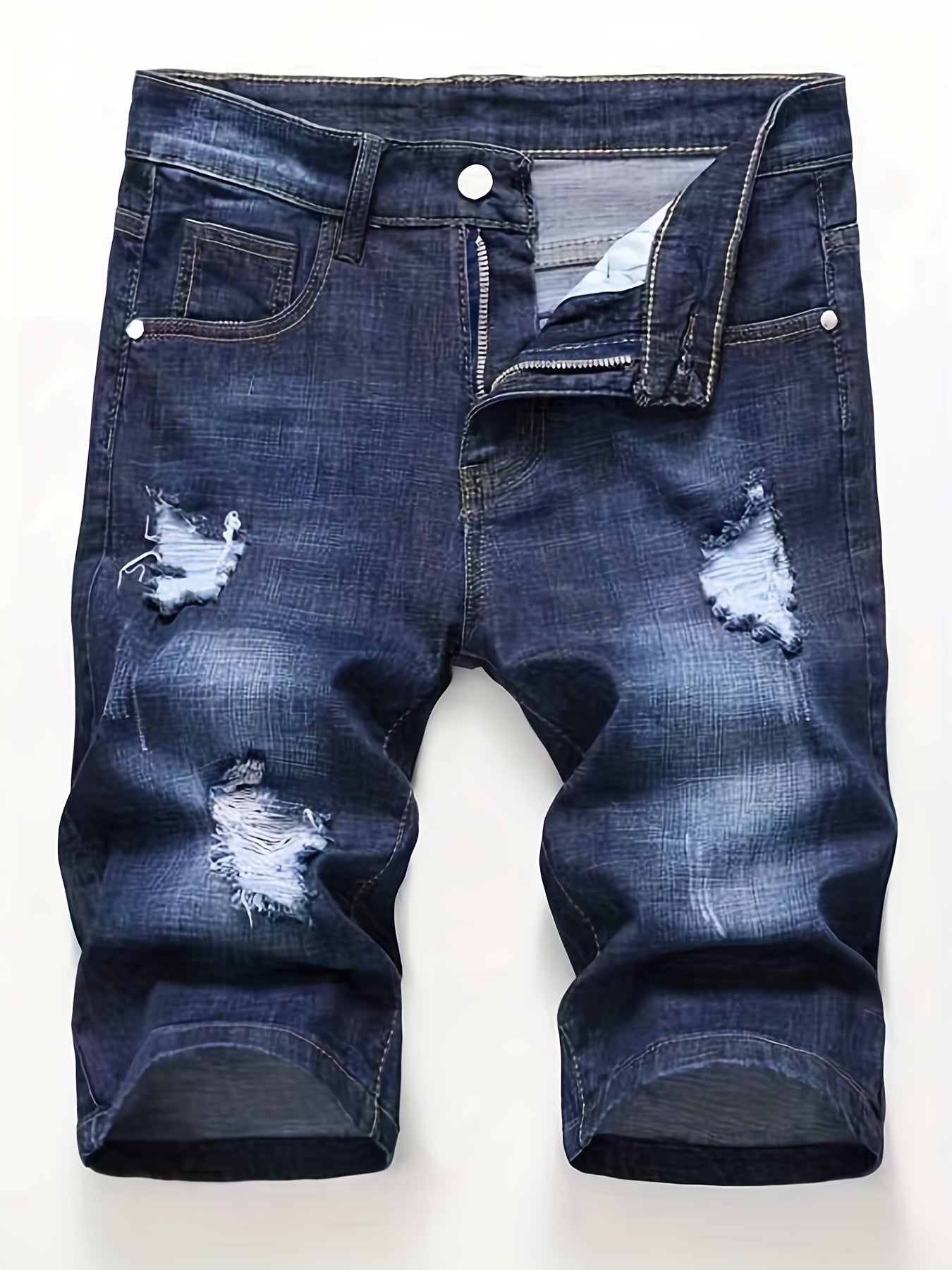Men's Distressed Denim Shorts, Casual Street Style
