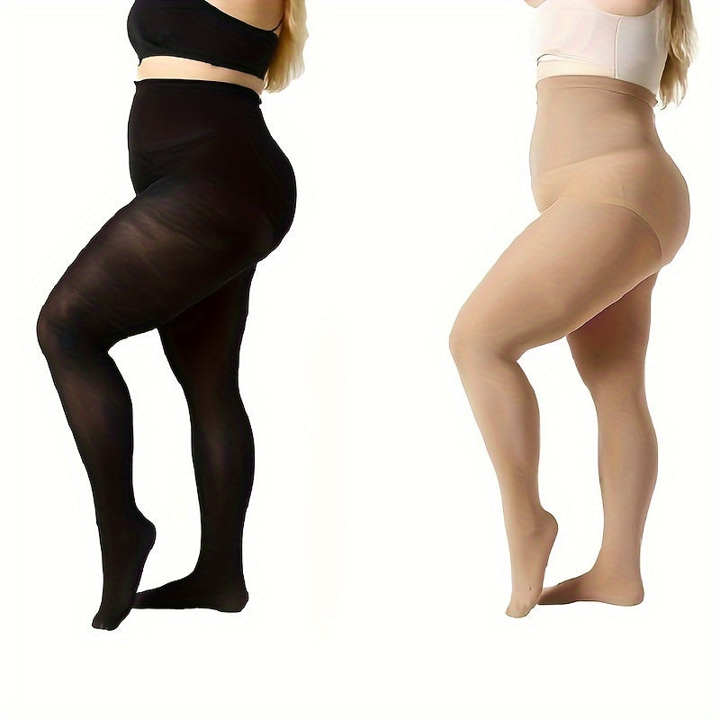 Casual Pantyhose Women's Plus Solid High Waist Control Top