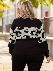Colorblock Leopard Print Sweater