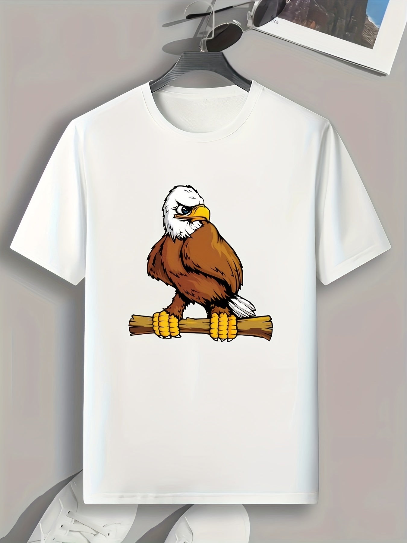 Eagle Pattern Print Men's Sports T-shirt for Fitness Activities