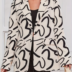 Graffiti Print Blazer Long Sleeve