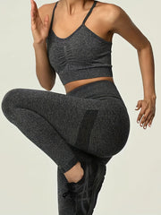 Yoga Sports Set Cami Sports Bra & High Waist Leggings Women's Activewear