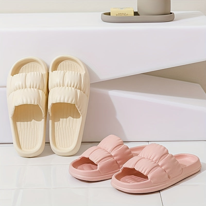 Women's Soft Pillow Slides Open Toe Slippers Comfortable Non slip Indoor Shoes
