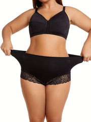 5 Pack Plus Size Lace Seamless High Stretch Briefs