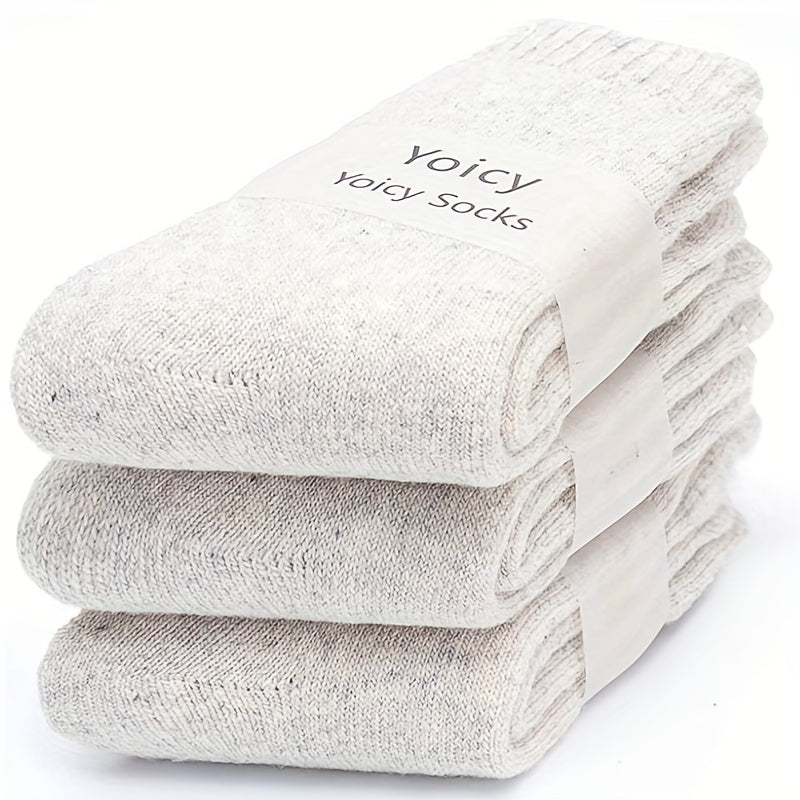 3 Pairs Solid Mid Tube Socks Women's Stockings
