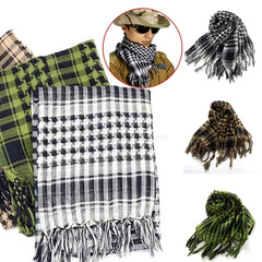 Plaid Tassel Scarf Military Shemagh Tactical Desert Keffiyeh Head Neck Scarf