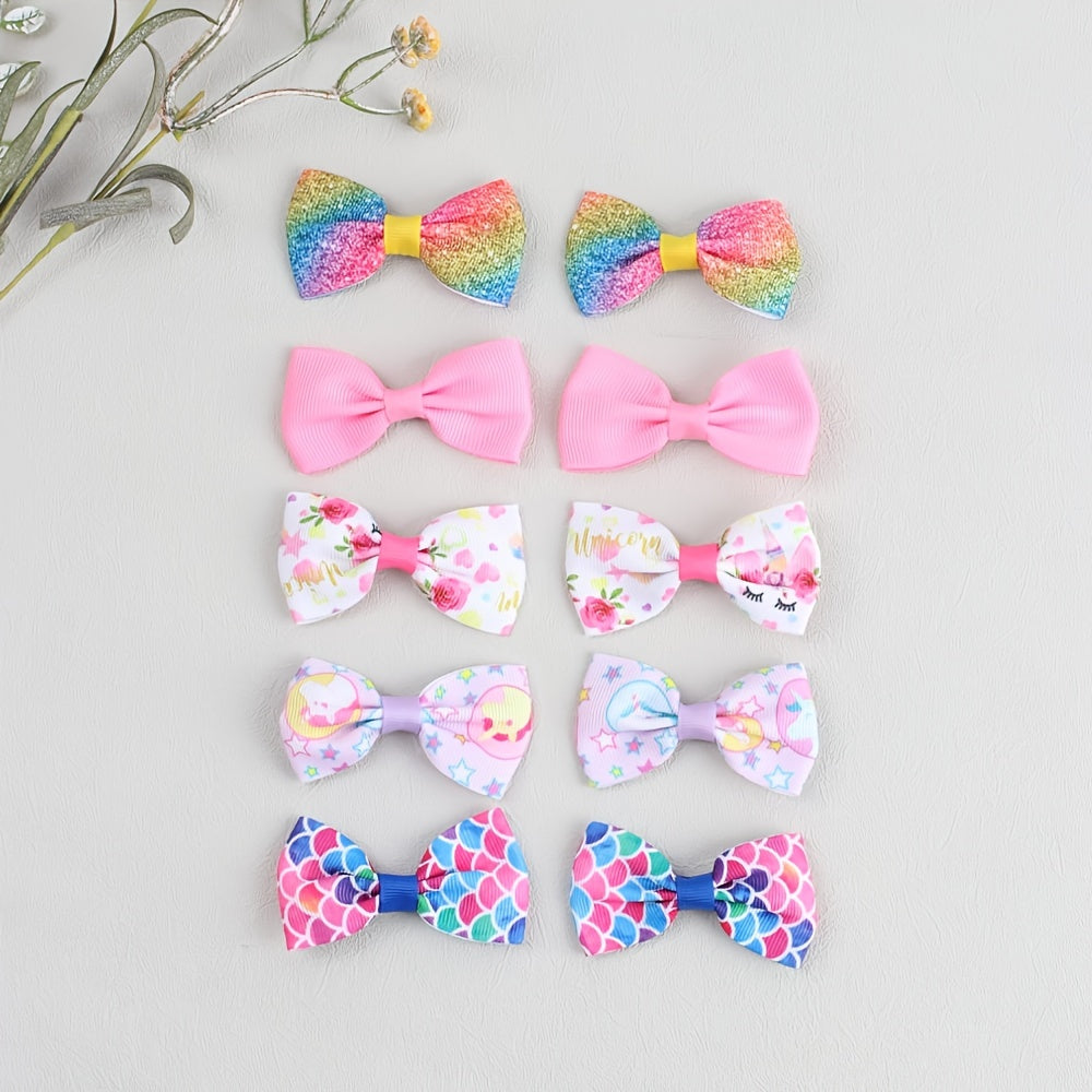 10pcs Unicorn & Mermaid Hair Clips for Girls