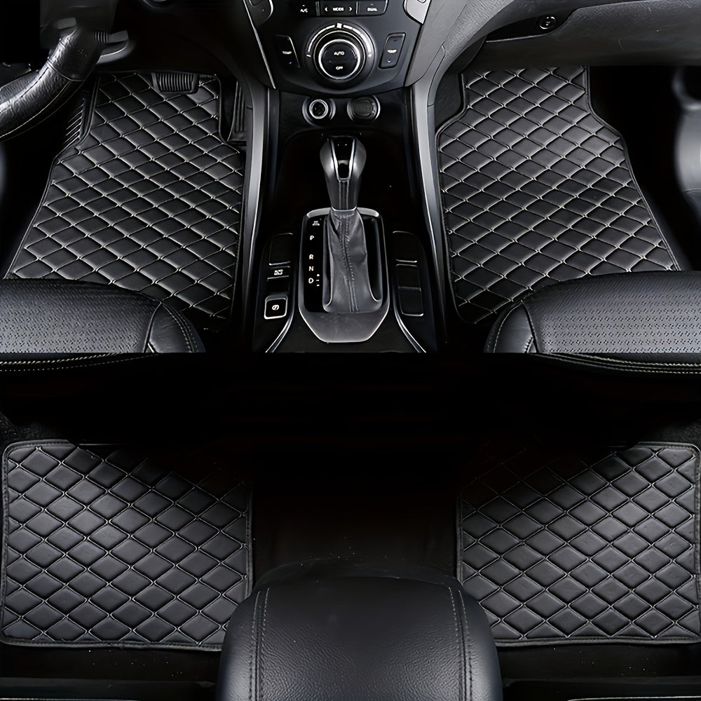 4pcs Waterproof Car Floor Mats Front & Rear Leather Car Carpet