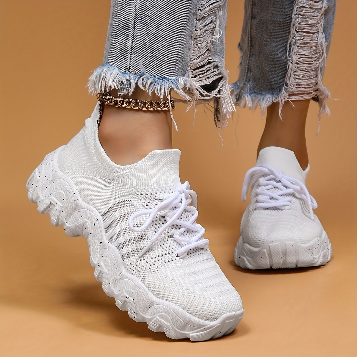 Women's Mesh Sneakers Low Top Lace Up Walking Shoes