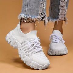Women's Mesh Sneakers Low Top Lace Up Walking Shoes