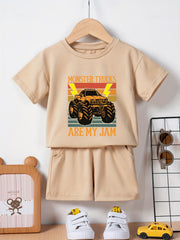 Boys Summer Bear Tracksuit Set Casual T-shirt and Shorts Kids Outfits