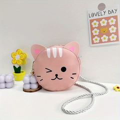 Sweet Mini Crossbody Bag Cartoon Kitten Coin Purse Girls Messenger Bag