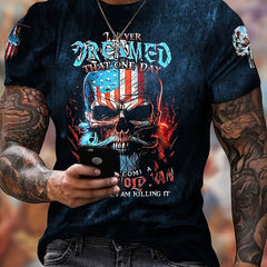 Skull Pattern Print Men's Short Sleeve T-shirt Graphic Tee Men's Summer Clothes