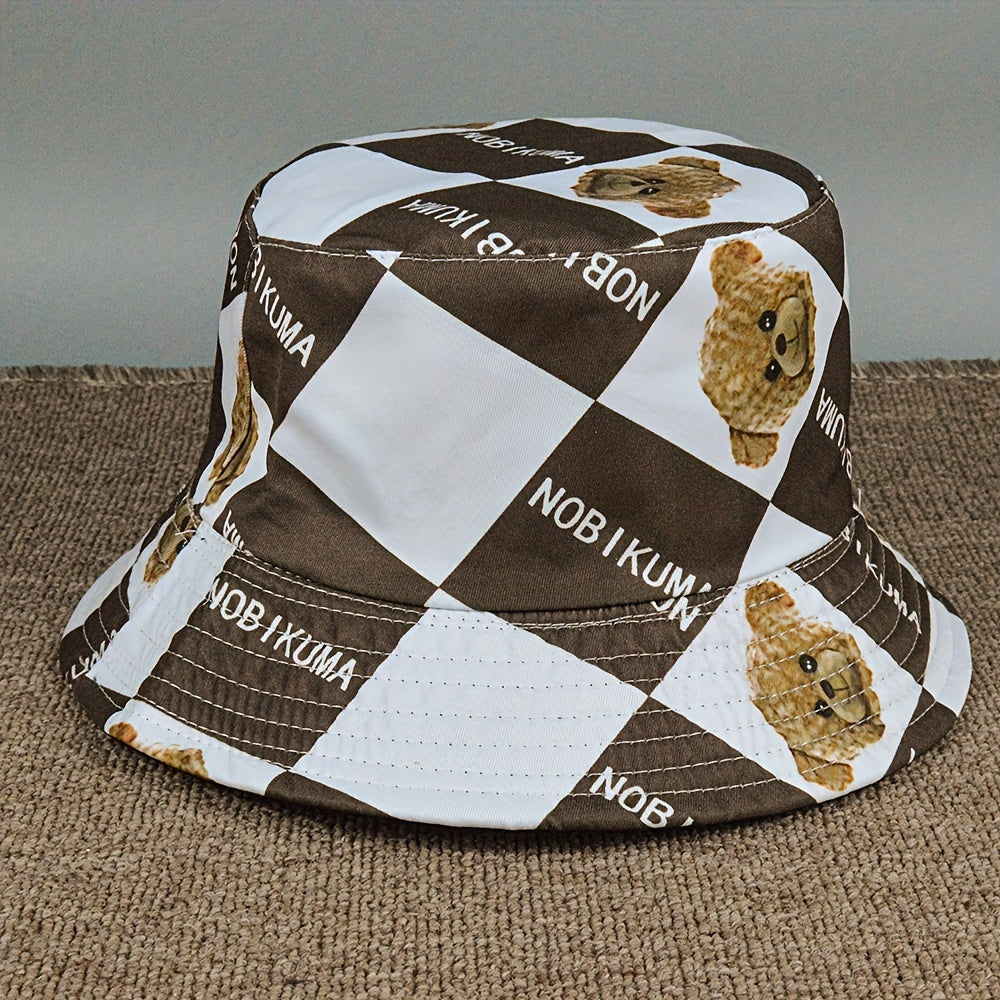 Puppy Print Bucket Hat Sunshade Sunscreen Double Sided Wearing