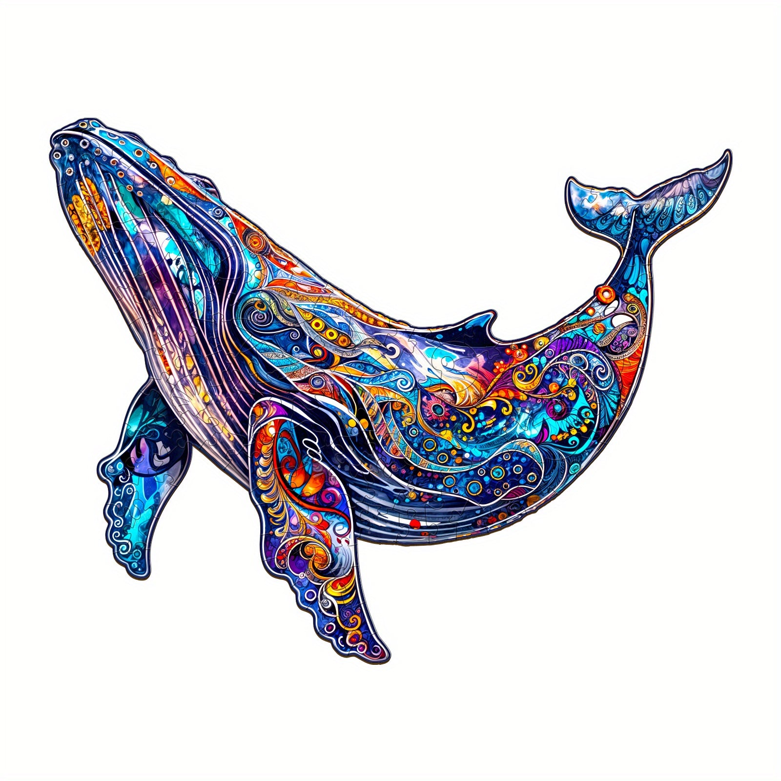Vibrant Whale Wooden Jigsaw Puzzle - Challenging Brain Teaser for Adults