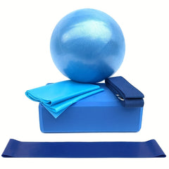 5pcs Yoga Pilates Set: Ball, Block, 3 Tension Belts - Fitness Equipment