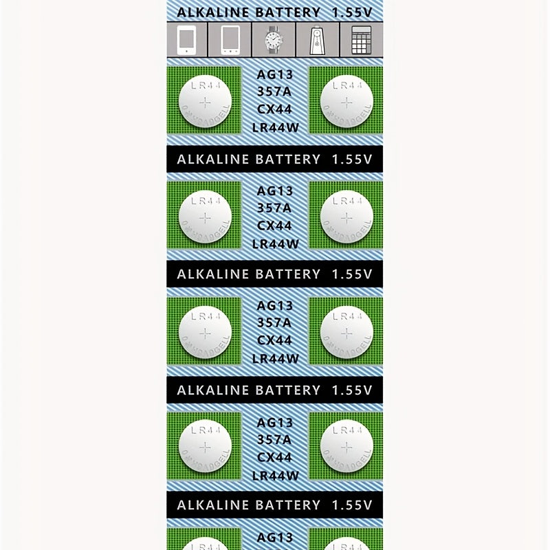 10pcs LR44 AG13 357 303 SR44 1 5V Button Coin For Watch