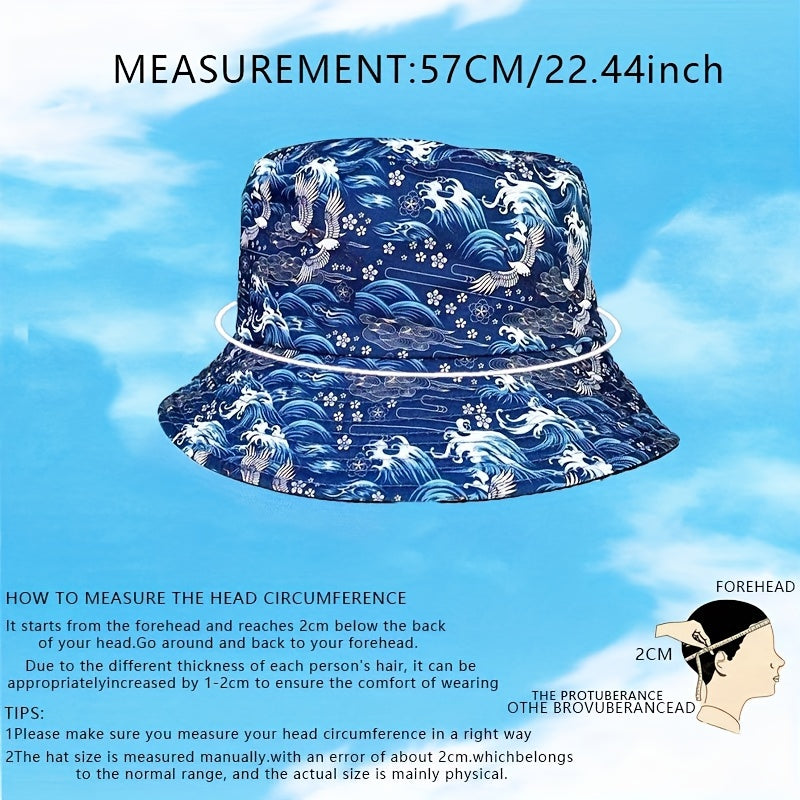 Unisex Sunshade Bucket Hat Sun Sea Pattern Outdoor Vacation Travel