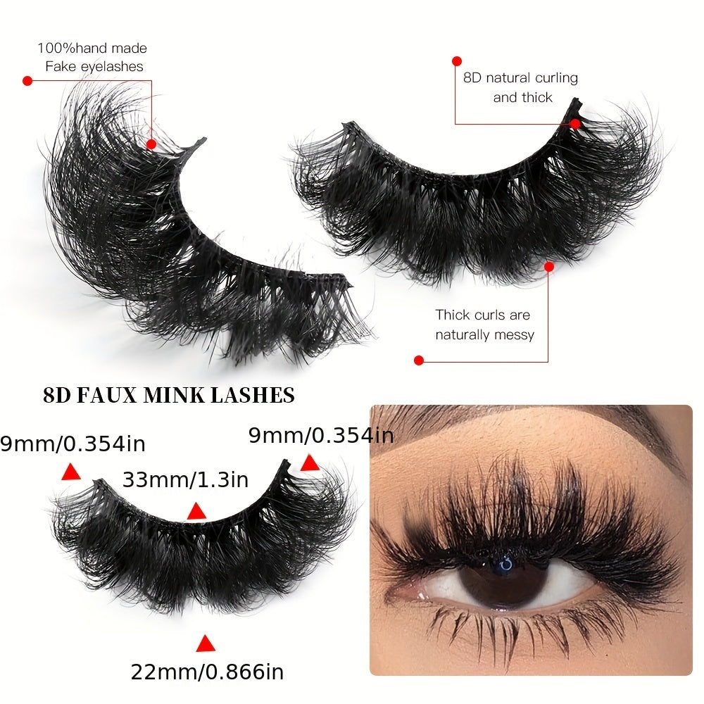 5 Pairs Fluffy Mink Lashes Thick Long Faux Eyelashes