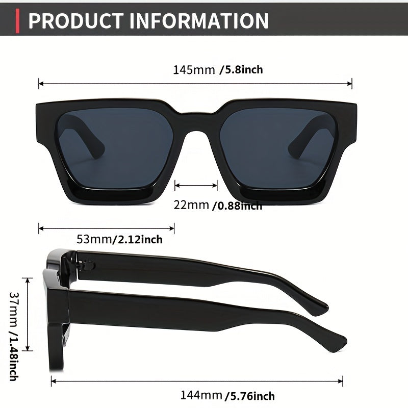 Large Square Frame Sunglasses Gradient Lens Wide Temple UV400