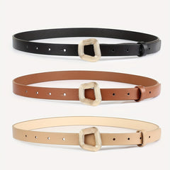 3pcs Geometric Buckle PU Leather Belt Retro Casual Jeans Belt