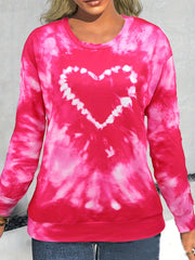 Tie Dye Heart Print Crew Neck Sweatshirt