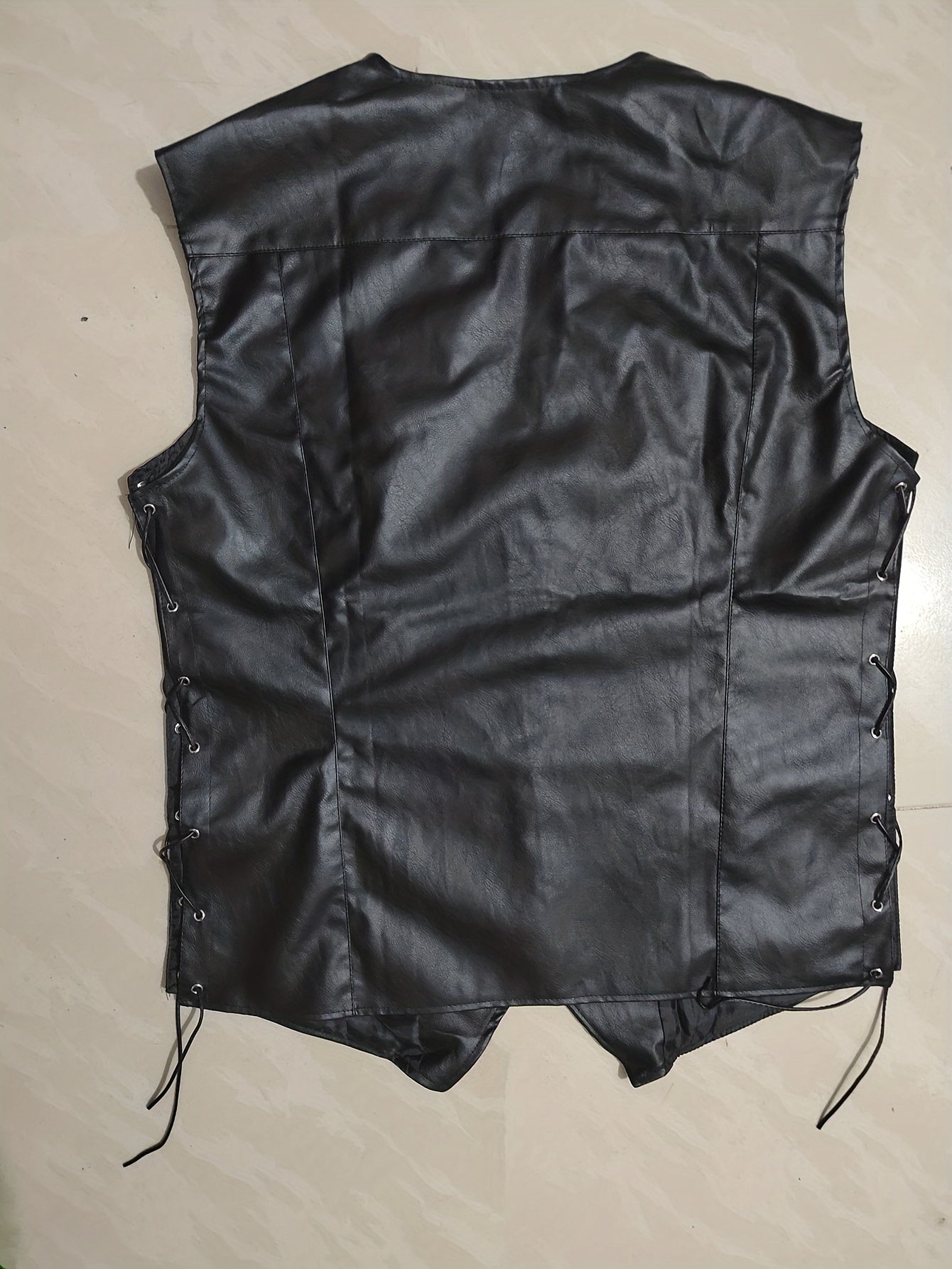 Men's Vintage Style Faux Leather Vest V-Neck Spring Fall