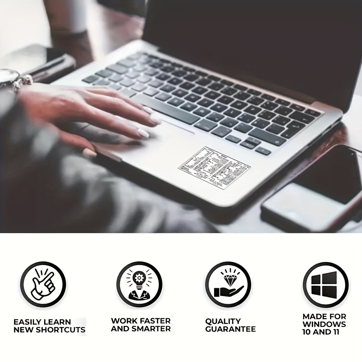 5PCS Laptop Reference Keyboard and Excel Shortcut Label Sticker