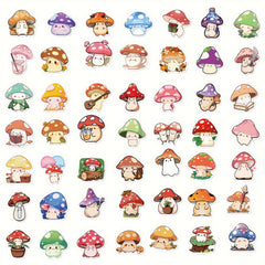 50pcs Colorful Mushroom Series Graffiti Sticker Pack Waterproof Handbook DIY